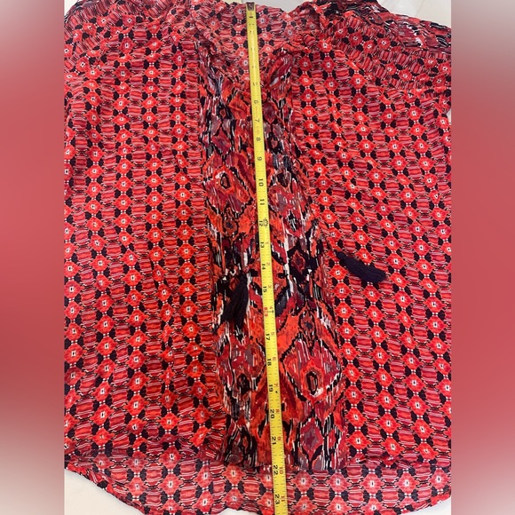 Faded Glory Retro Peasant Top Blouse - Large - Tie Closure - Red & Black - Picture 8 of 10